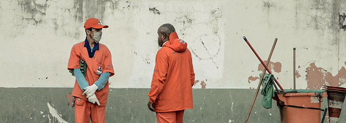 image of sanitation workers wearing masks